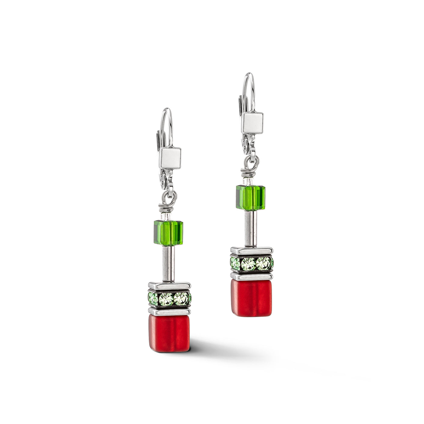 Coeur De Lion GeoCUBE® Iconic Red Green Earrings