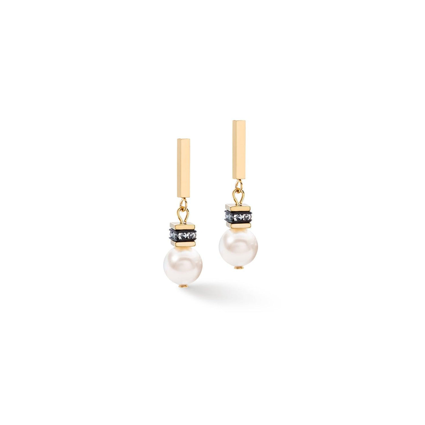 Coeur De Lion GeoCUBE® Iconic Pearl Mix Gold-White Earrings