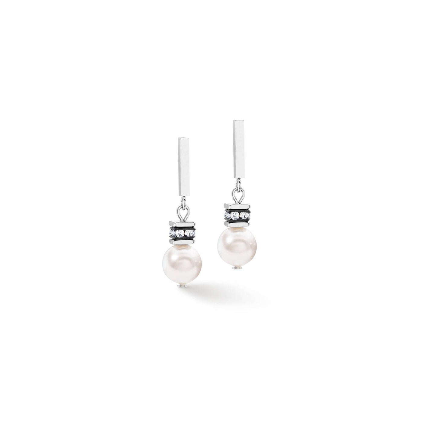 Coeur De Lion GeoCUBE® Iconic Pearl Mix Silver-White Earrings
