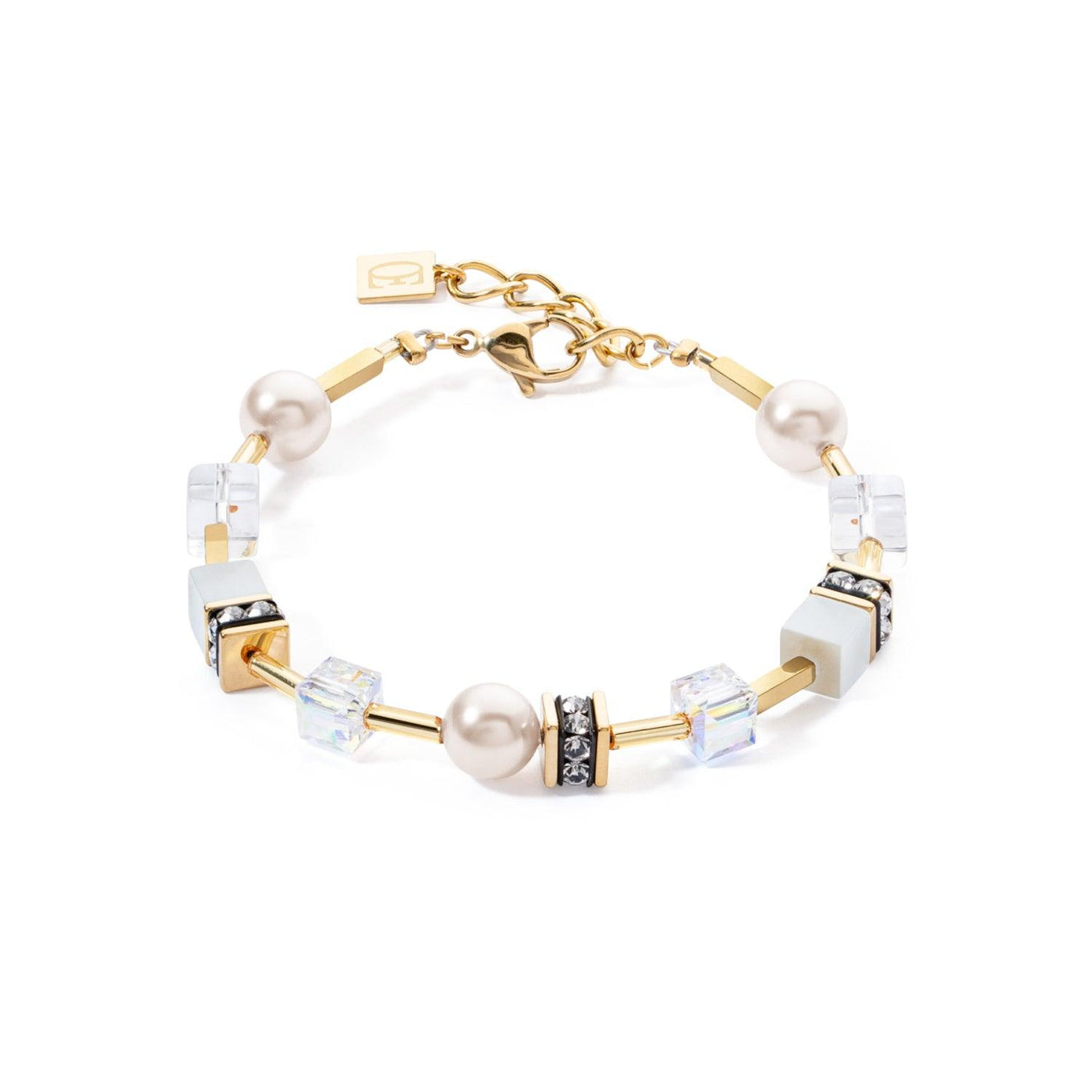 Coeur De Lion GeoCUBE® Iconic Pearl Mix Gold-White Bracelet - Rococo Jewellery