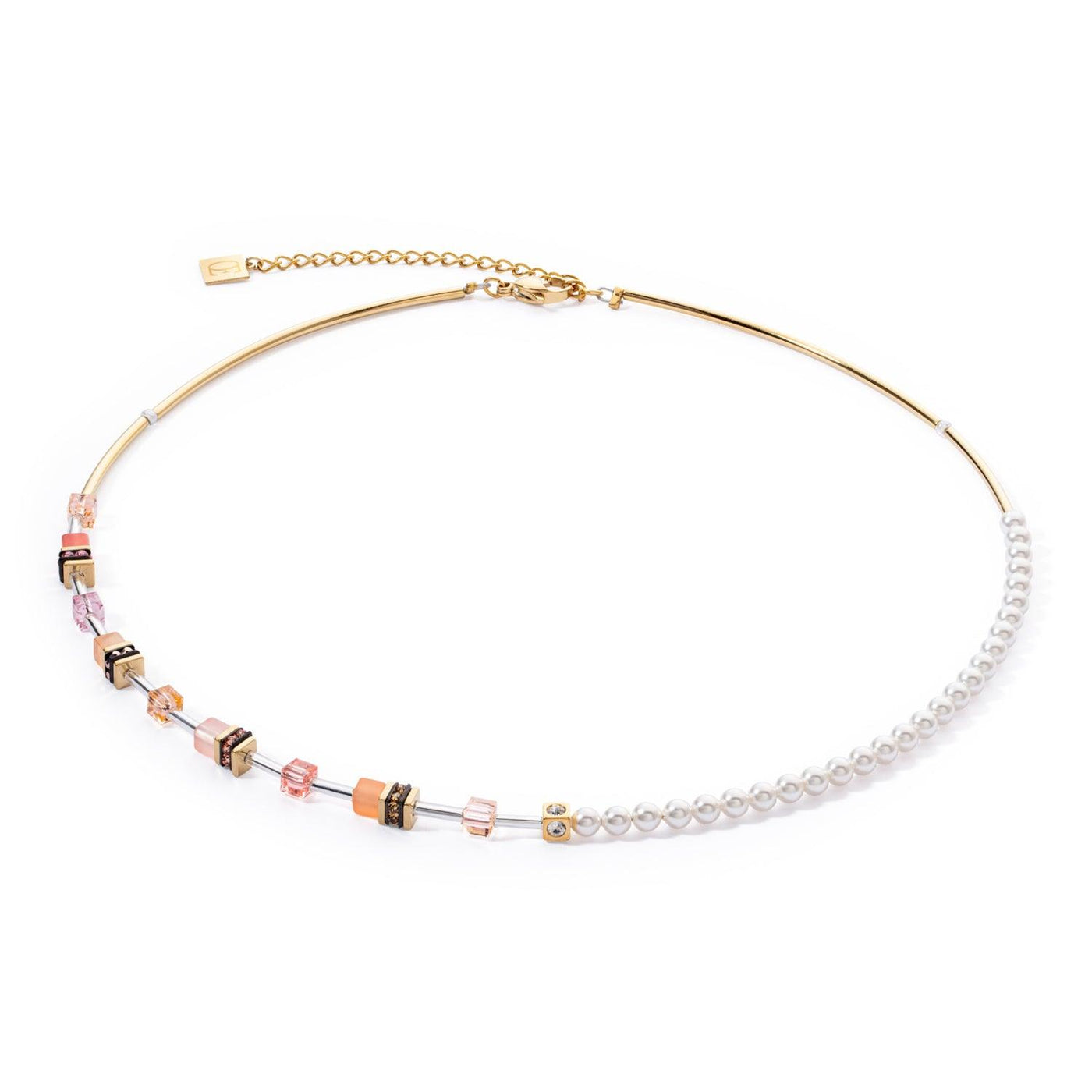 Coeur De Lion GeoCUBE® Mini Fusion Apricot Pearl Necklace - Rococo Jewellery
