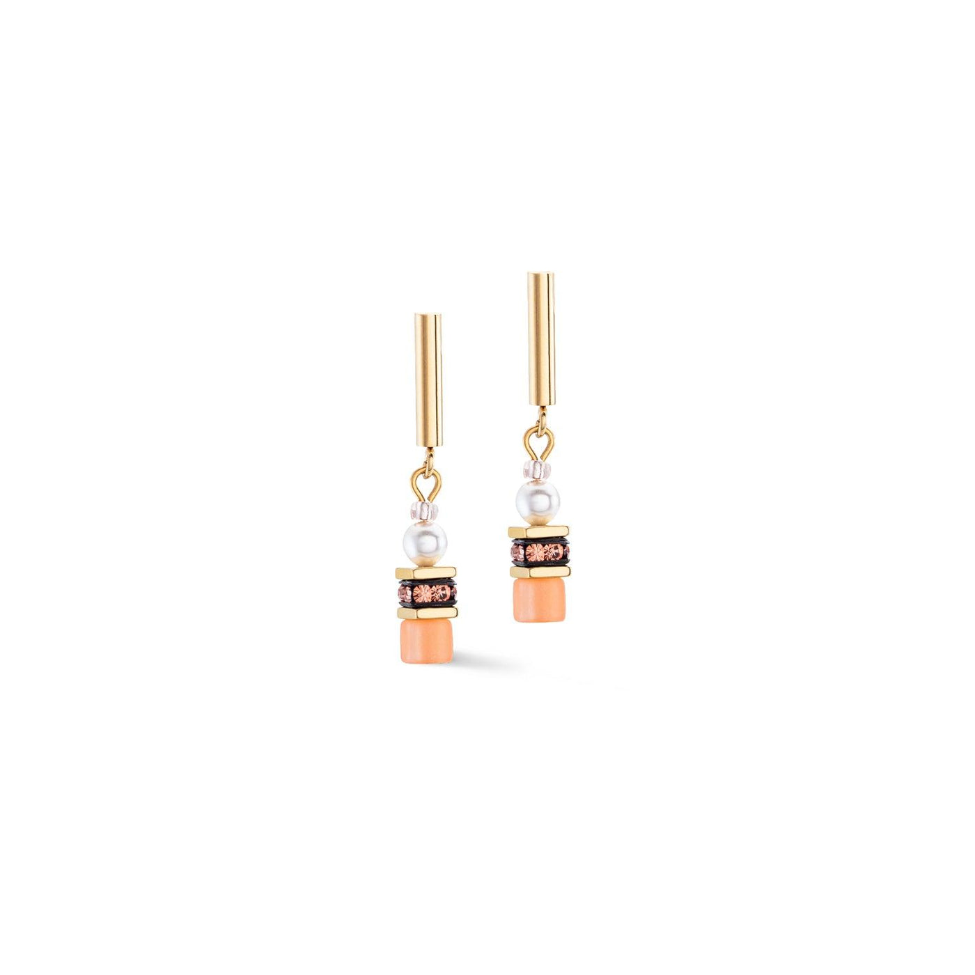 Coeur De Lion GeoCUBE® Mini Fusion Apricot Pearl Earrings