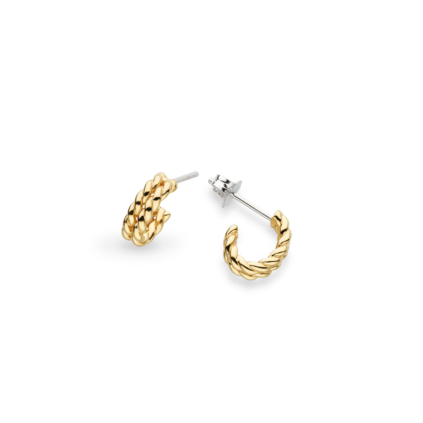 Kit Heath 18ct Gold Vermeil Rope Stud Hoop Earrings