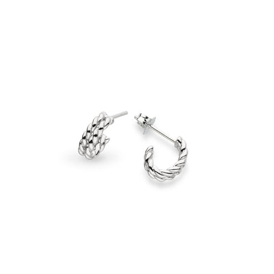 Kit Heath Sterling Silver Rope Stud Hoop Earrings