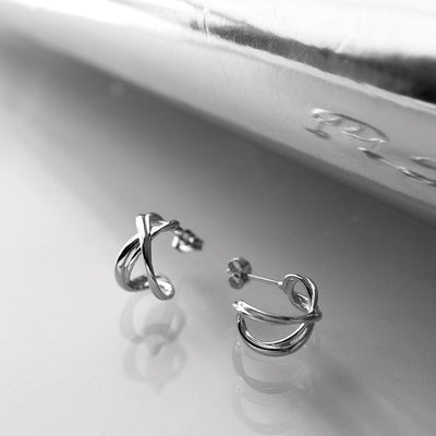 Kit Heath Sterling Silver Infinity Stud Hoop Earrings - Rococo Jewellery