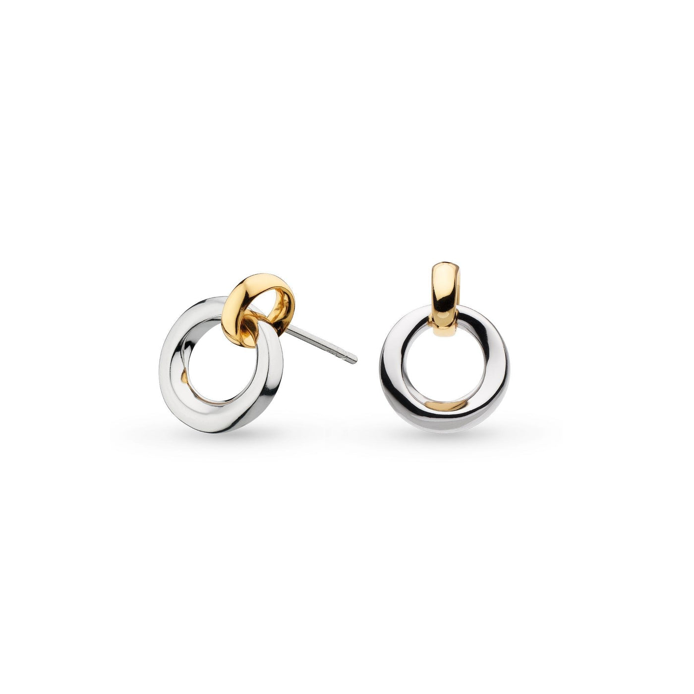 Kit Heath Gold Silver Bevel Cirque Link Stud Earrings - Rococo Jewellery