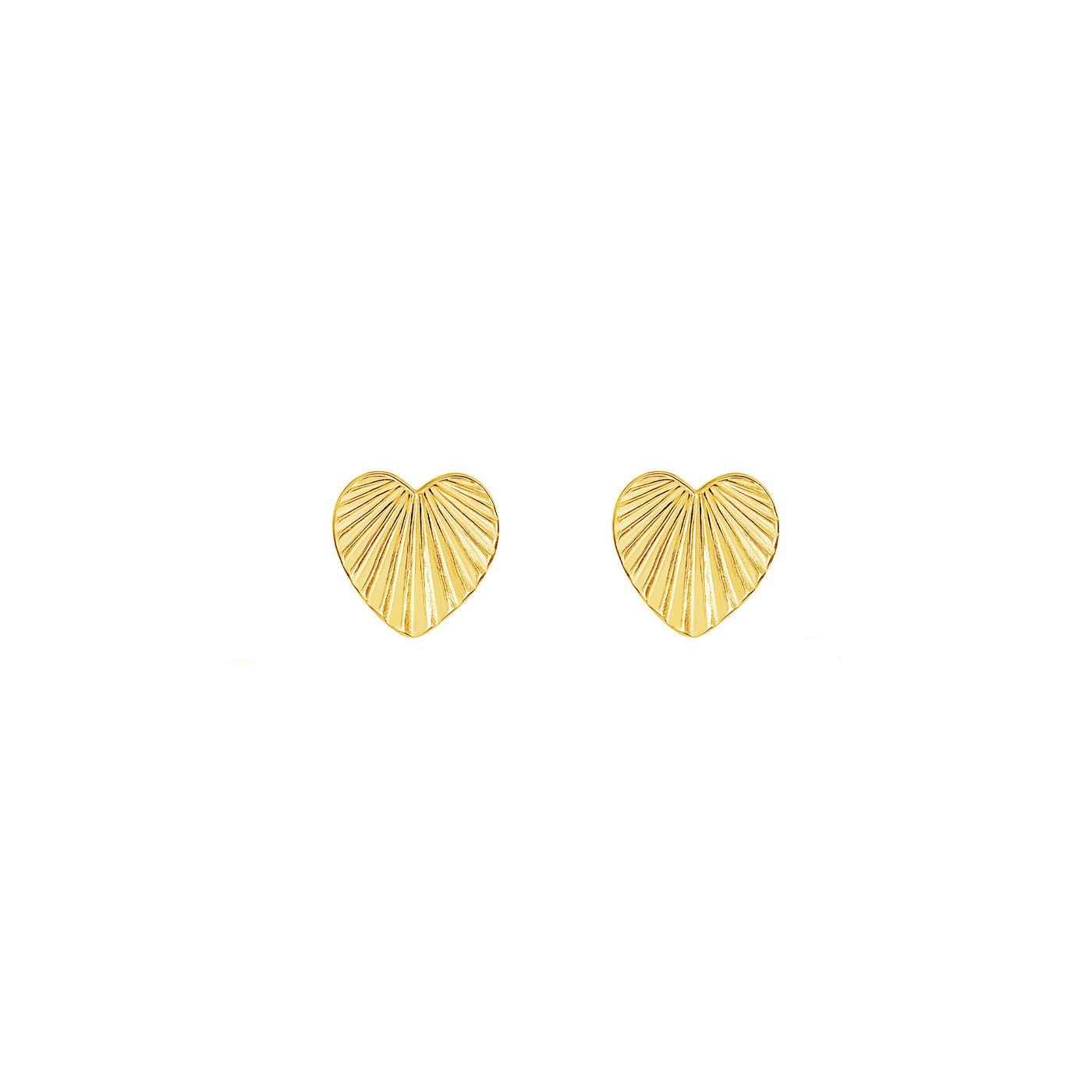 Gold Plated Heart Sunburst Stud Earrings