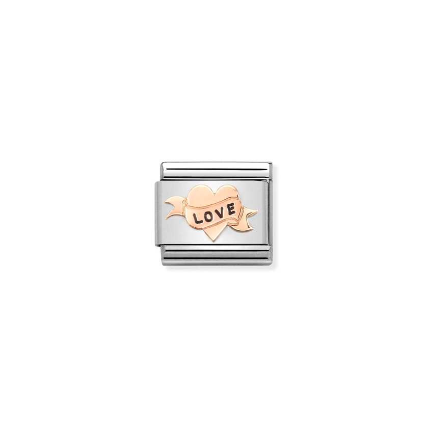 Nomination 9ct Rose Gold and Steel Classic Heart Love Link - Rococo Jewellery