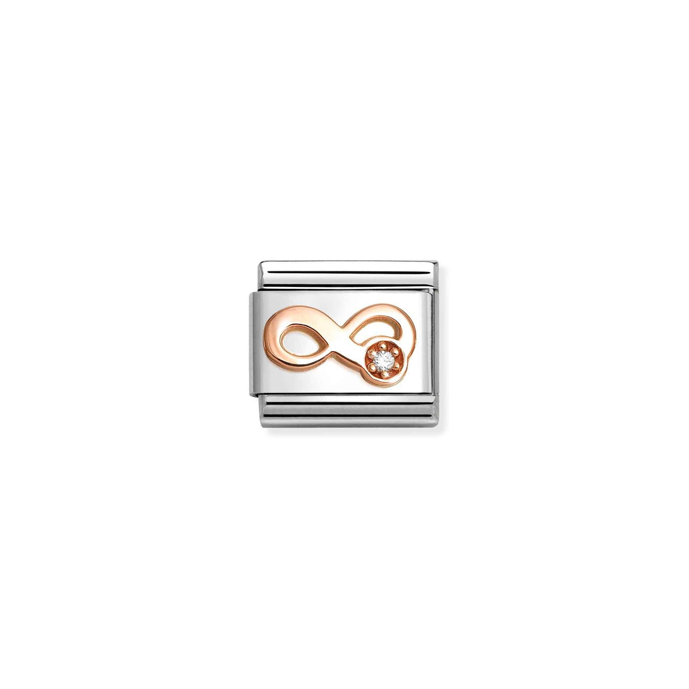 Nomination Classic 9ct Rose Gold and Zirconia Infinity Link Charm - Rococo Jewellery