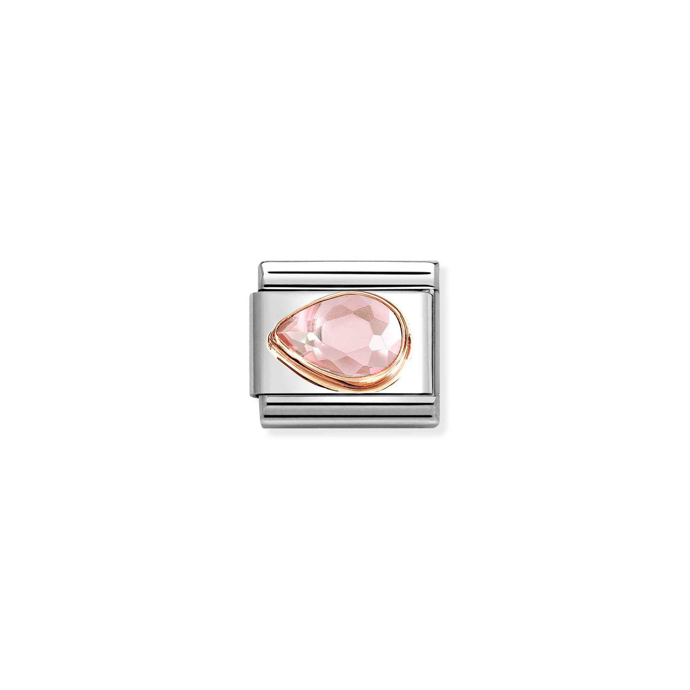 Nomination 9ct Rose Gold Pink Zirconia Left Drop Link Charm - Rococo Jewellery