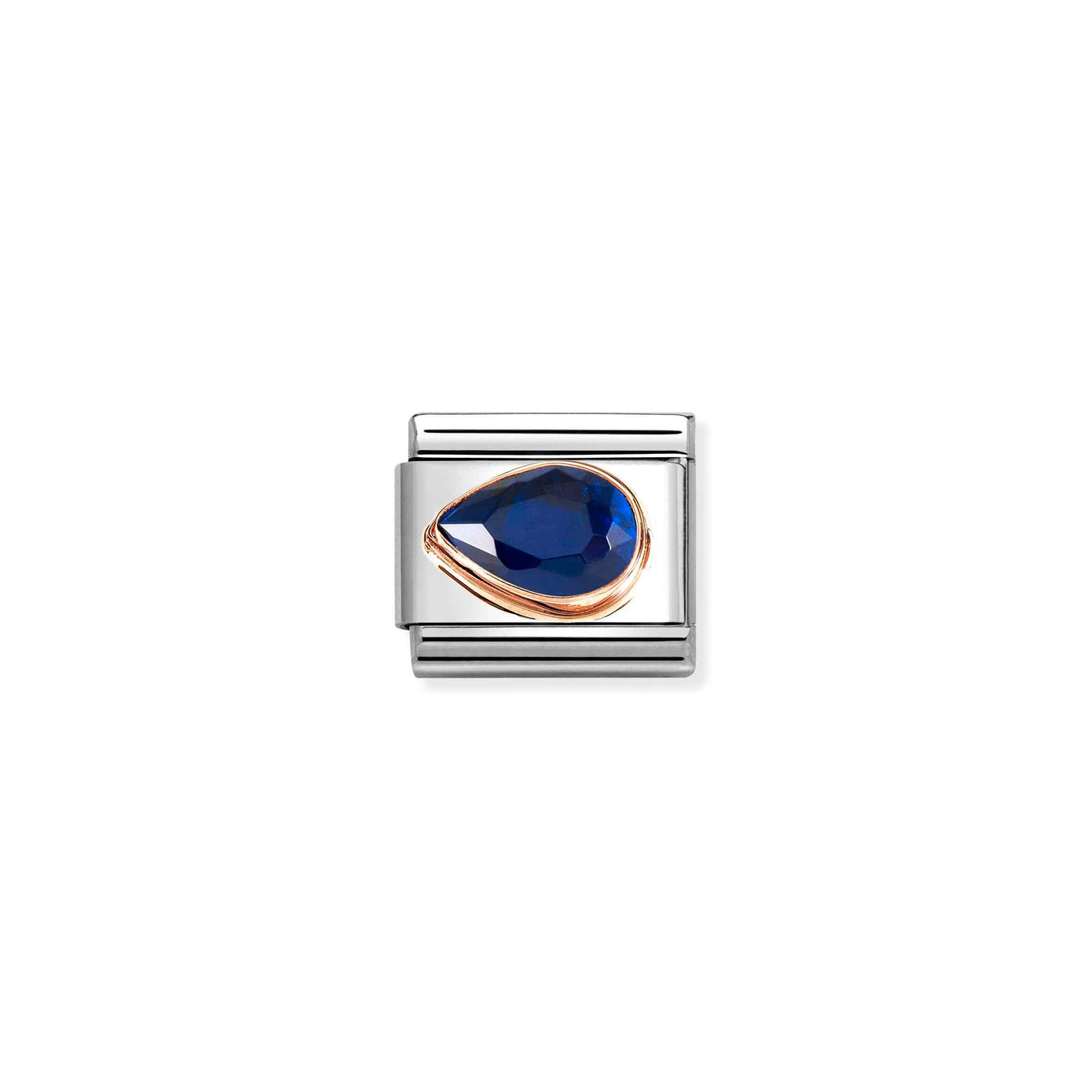 Nomination 9ct Rose Gold Blue Zirconia Left Drop Link Charm - Rococo Jewellery