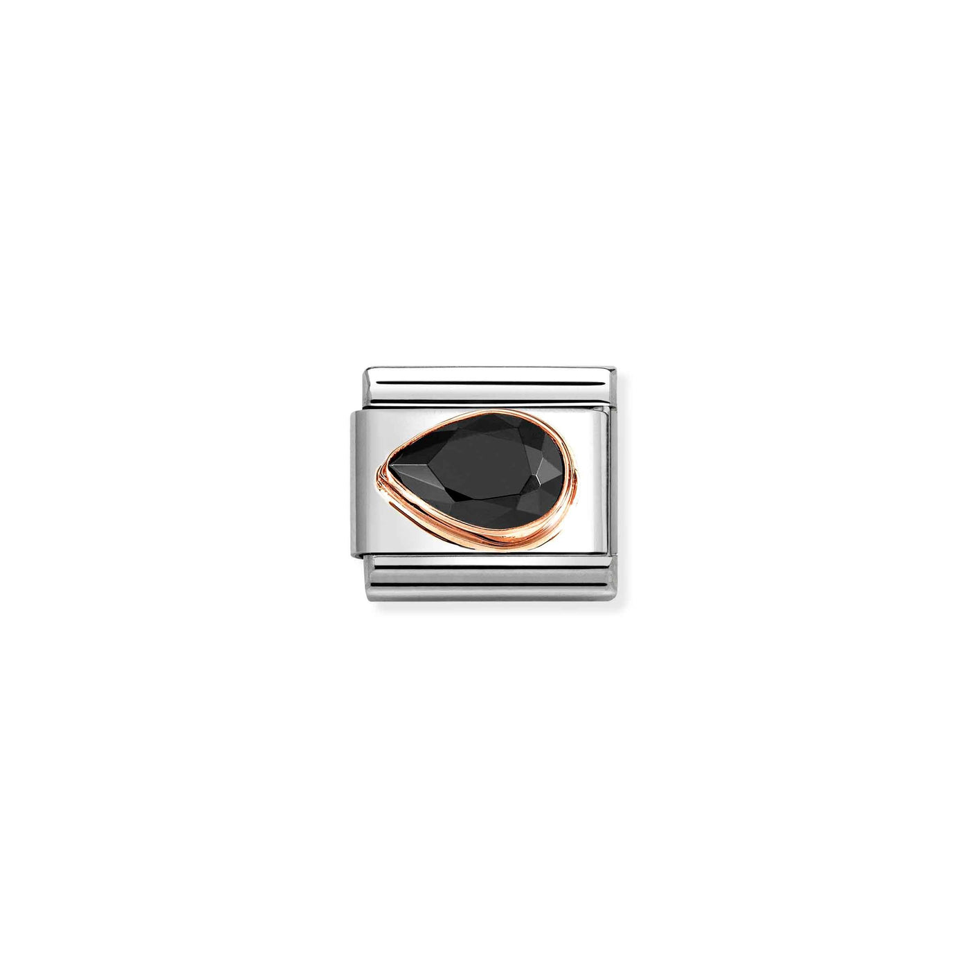 Nomination 9ct Rose Gold Black Zirconia Left Drop Link Charm - Rococo Jewellery