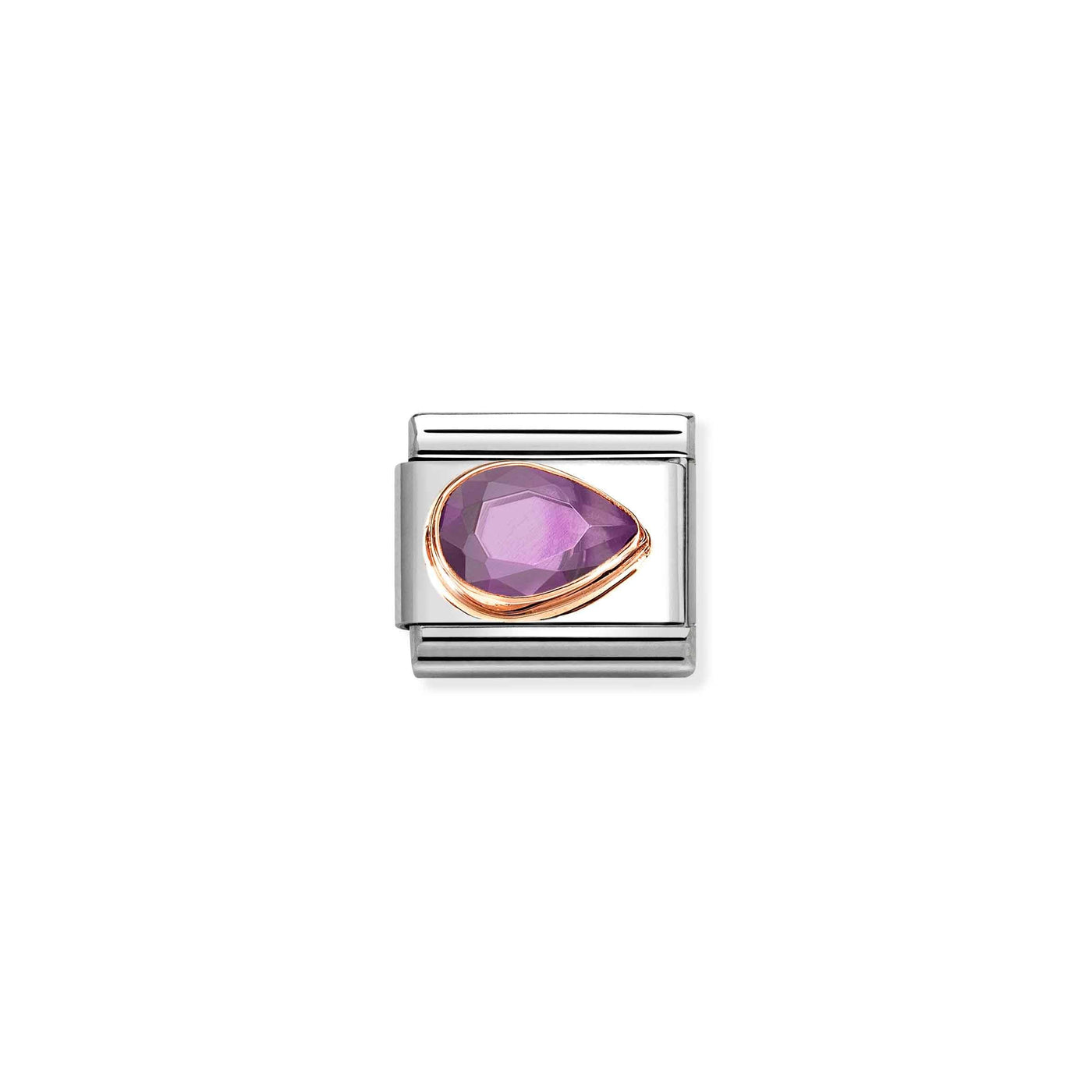 Nomination 9ct Rose Gold Violet Zirconia Right Drop Link Charm - Rococo Jewellery