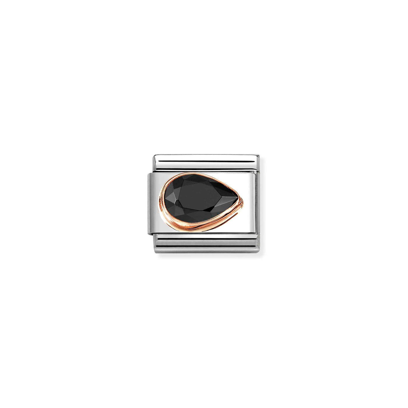 Nomination 9ct Rose Gold Black Zirconia Right Drop Link Charm - Rococo Jewellery