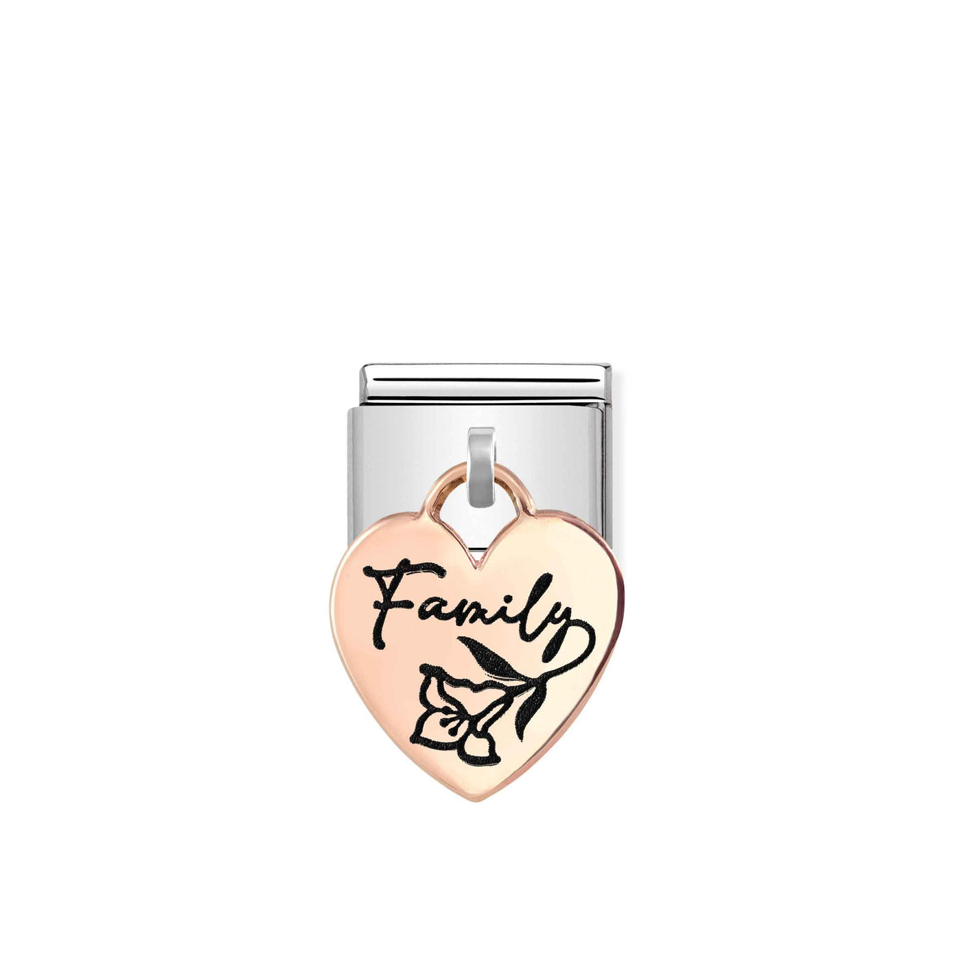 Nomination Classic 9ct Rose Gold Heart Pendant Family Link - Rococo Jewellery