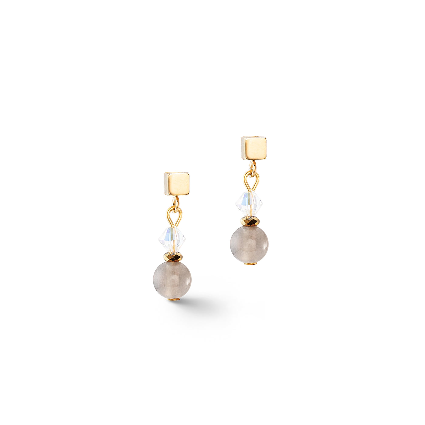 Coeur De Lion Festive Spheres Grey Gold Earrings