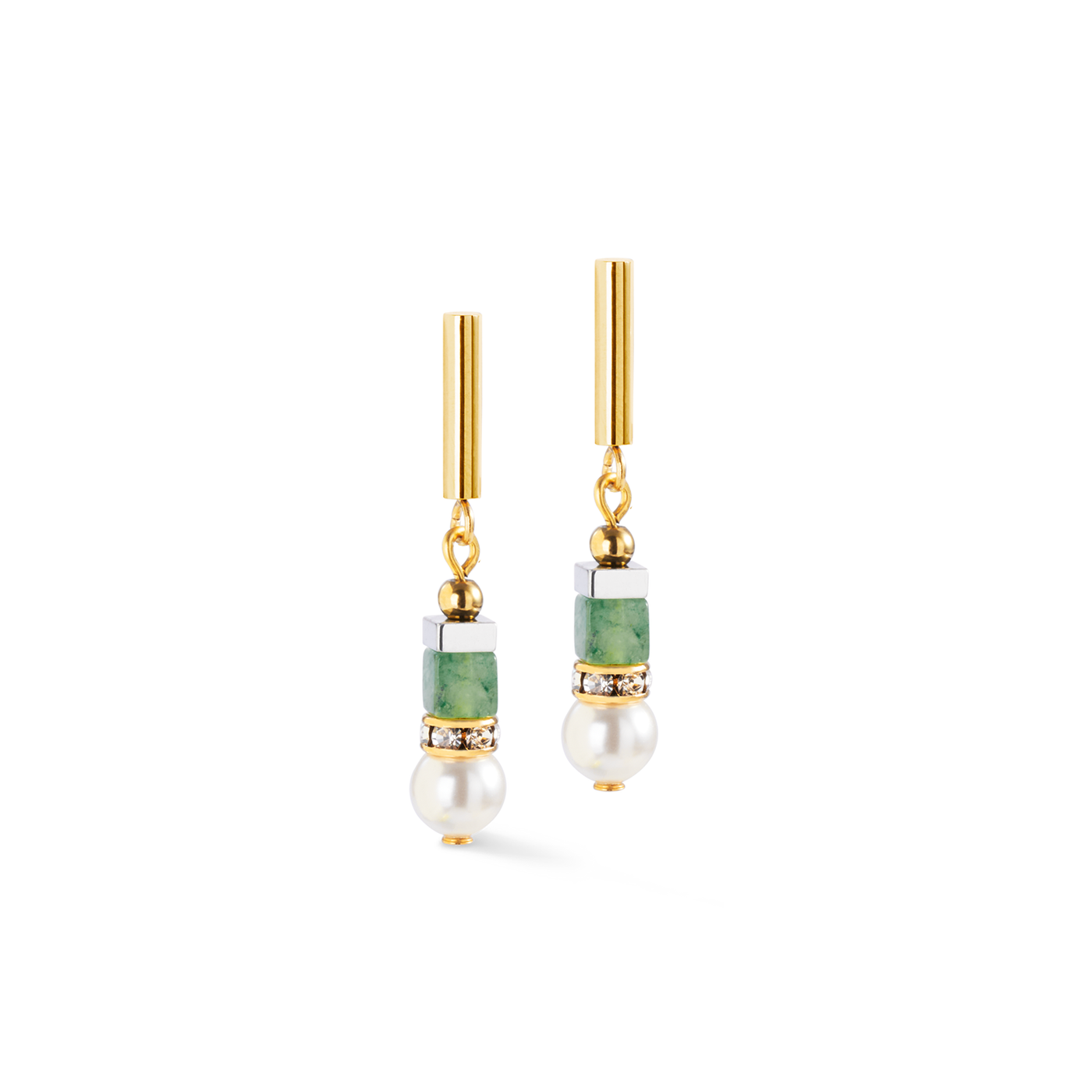 Coeur De Lion Precious Fusion Offset Gold-Green Earrings