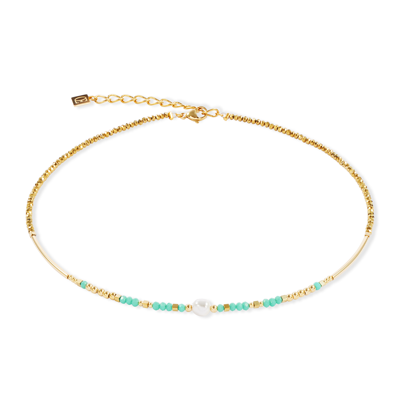 Coeur De Lion Lagoon Pearl Gold-Mint Necklace