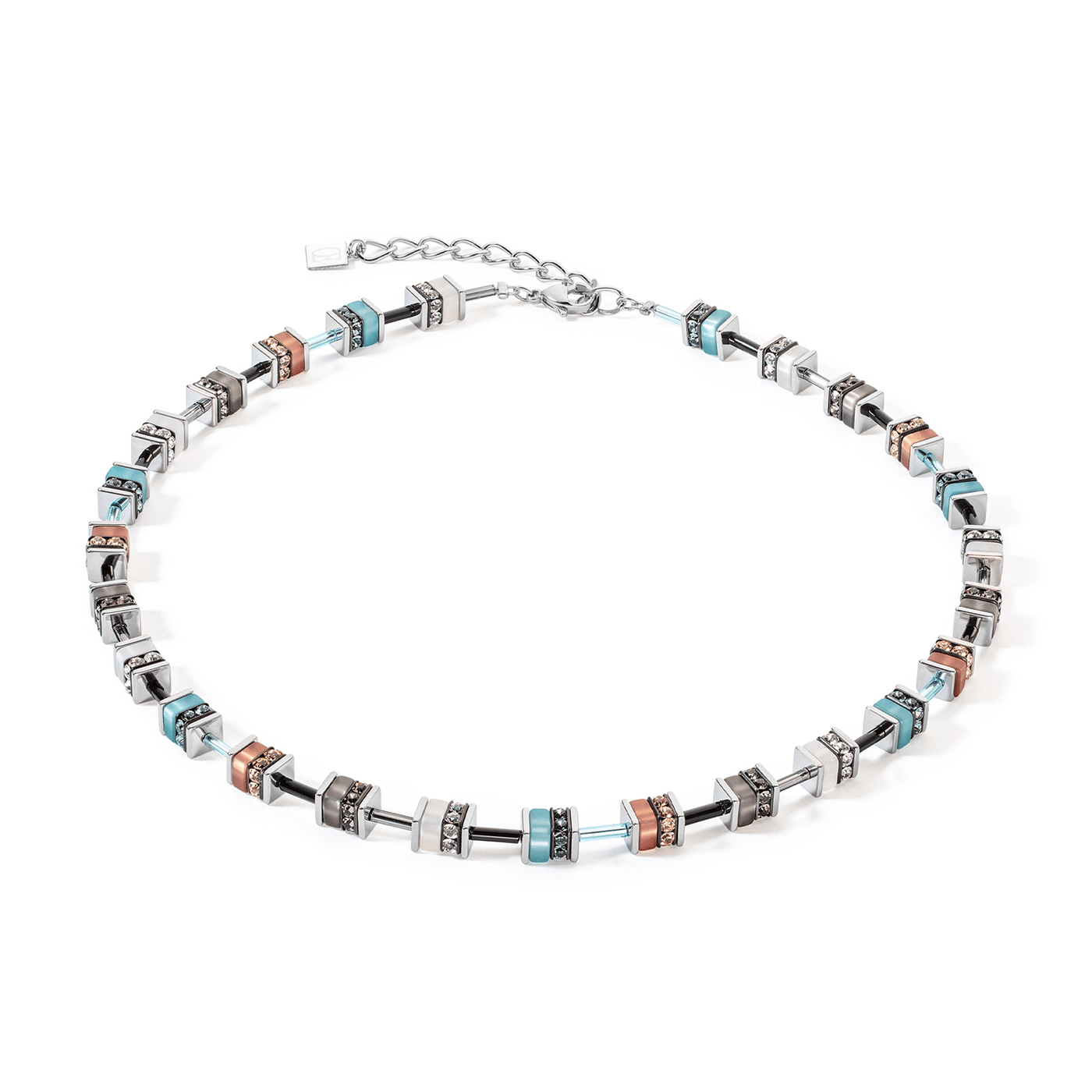 Coeur De Lion Aqua Brown Classic GEOCUBE® Necklace - Rococo Jewellery