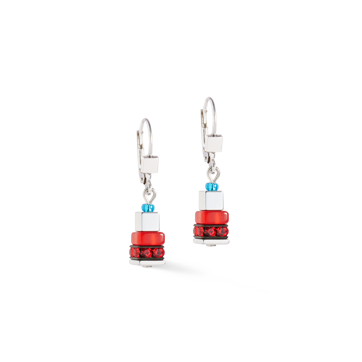 Coeur De Lion Modern Future Cube Blue-Red Earrings