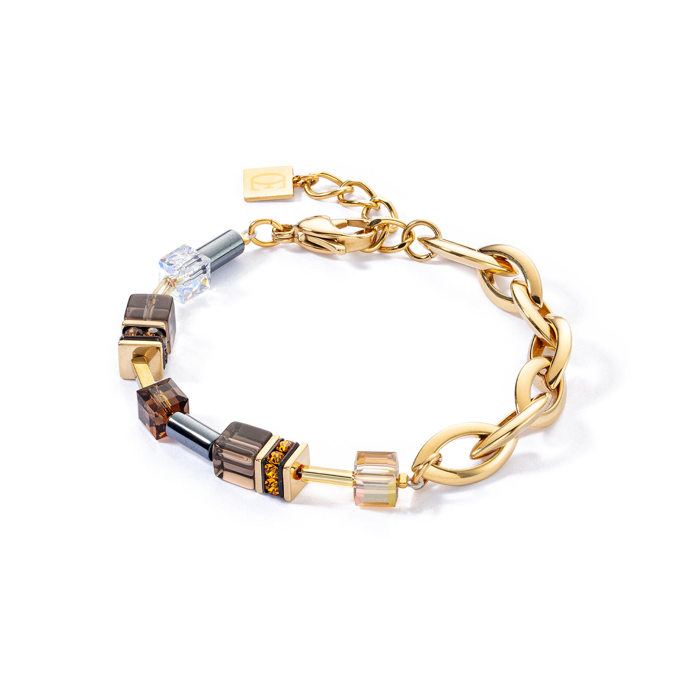 Coeur De Lion GeoCUBE® Chunky Chain Gold Brown Bracelet