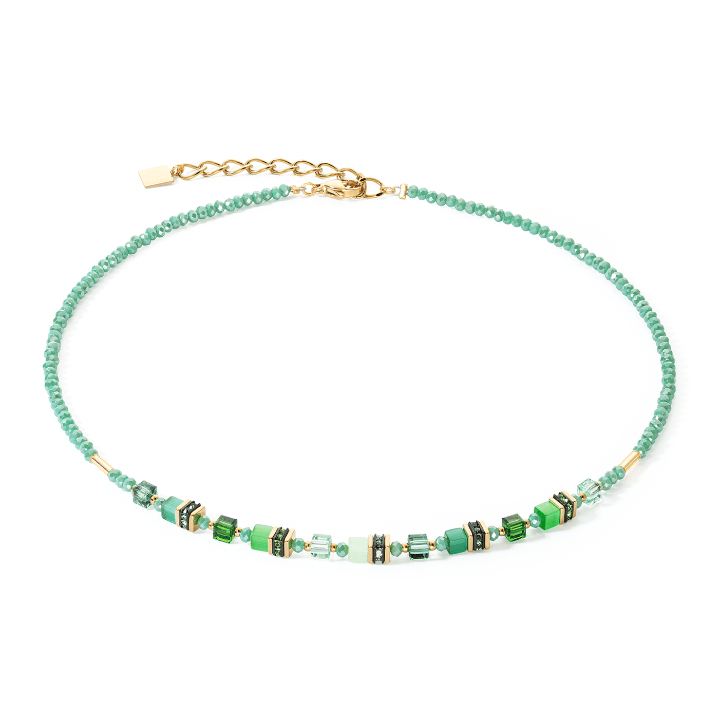 Coeur De Lion Green Mini Cubes Necklace - Rococo Jewellery