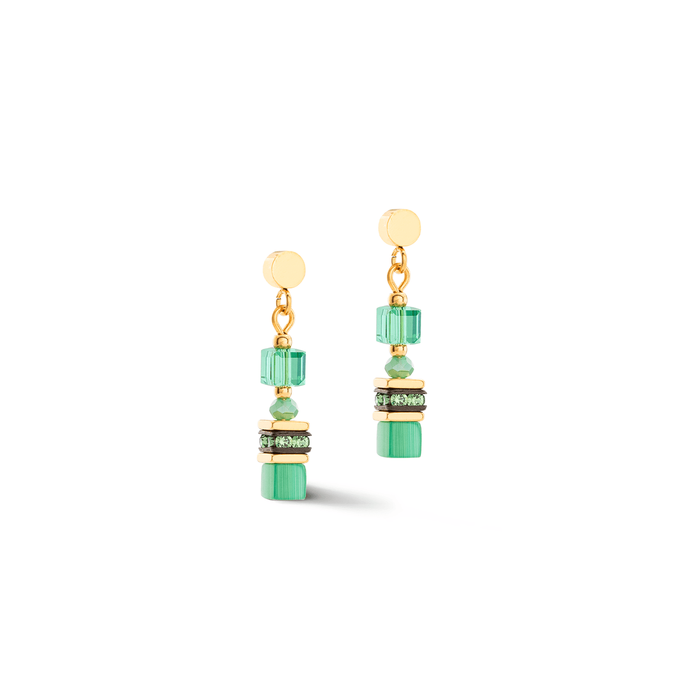 Coeur De Lion Green Mini Cubes Earrings - Rococo Jewellery