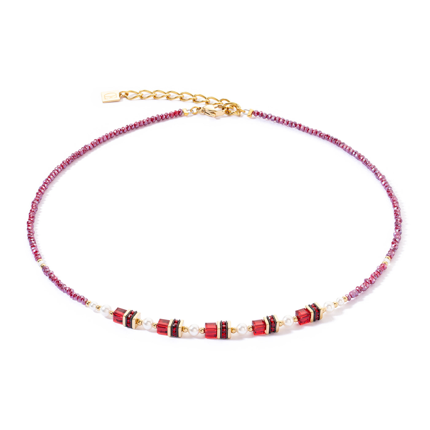 Coeur De Lion Sparkling Princess Gold Red Necklace