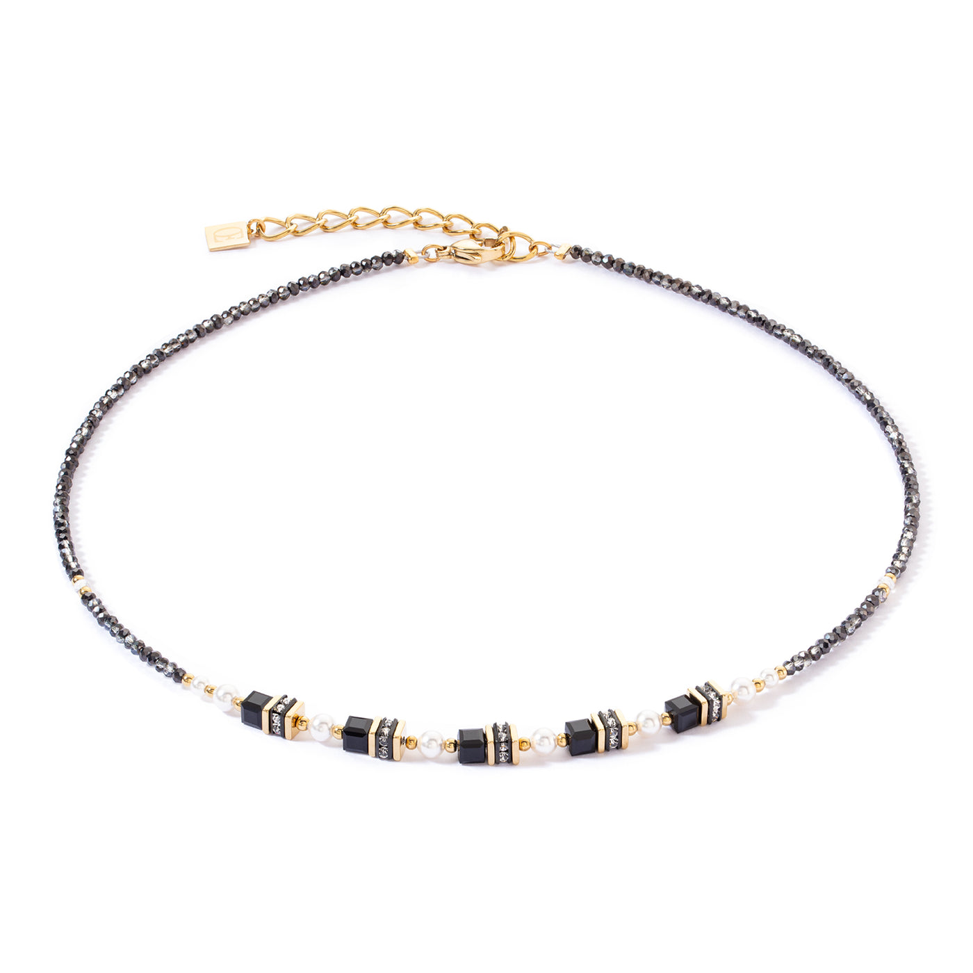 Coeur De Lion Sparkling Princess Gold Black Necklace