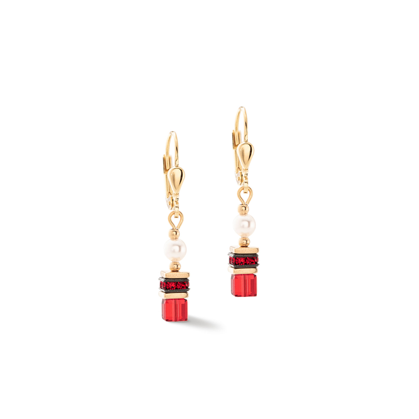 Coeur De Lion Sparkling Princess Gold Red Earrings