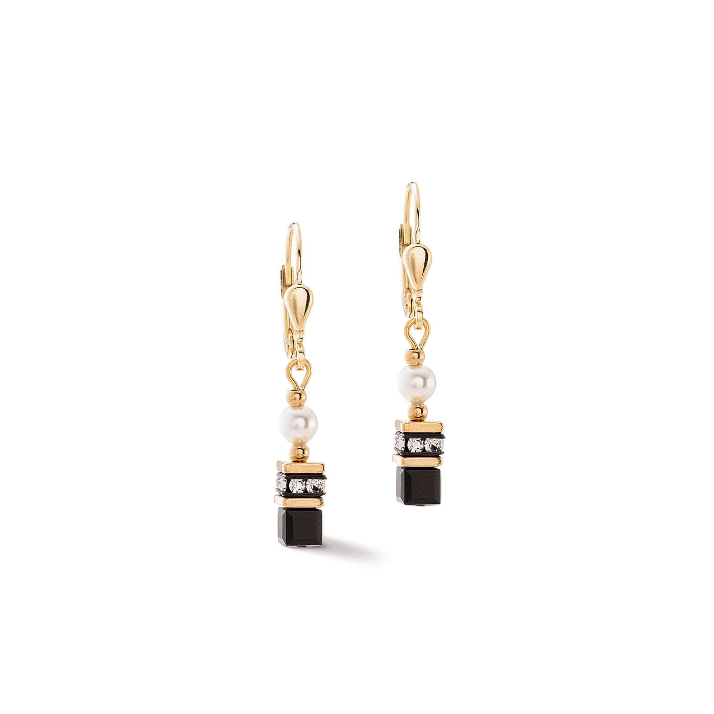 Coeur De Lion Sparkling Princess Gold Black Earrings