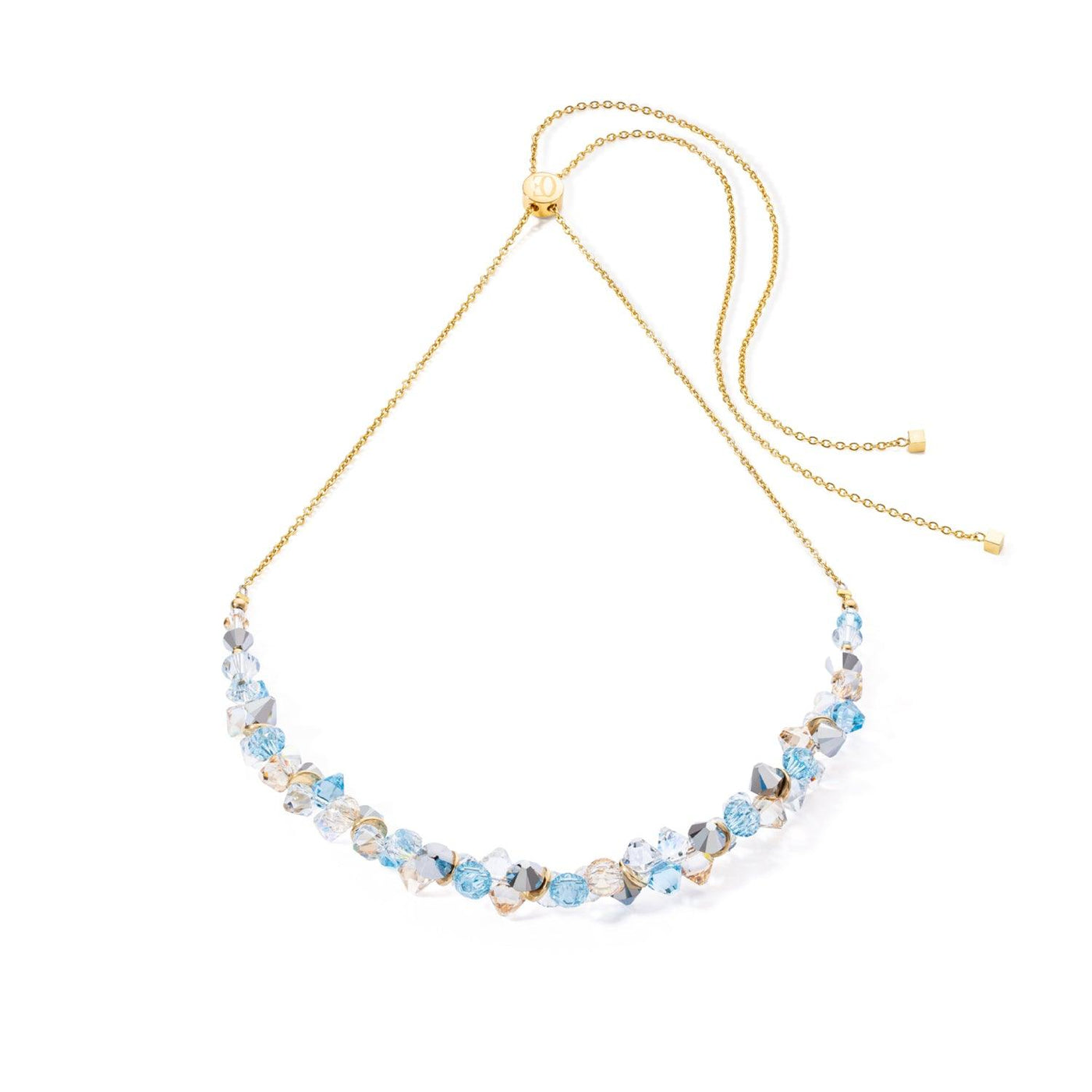 Coeur De Lion Gold Aqua Dancing Crystals Necklace - Rococo Jewellery