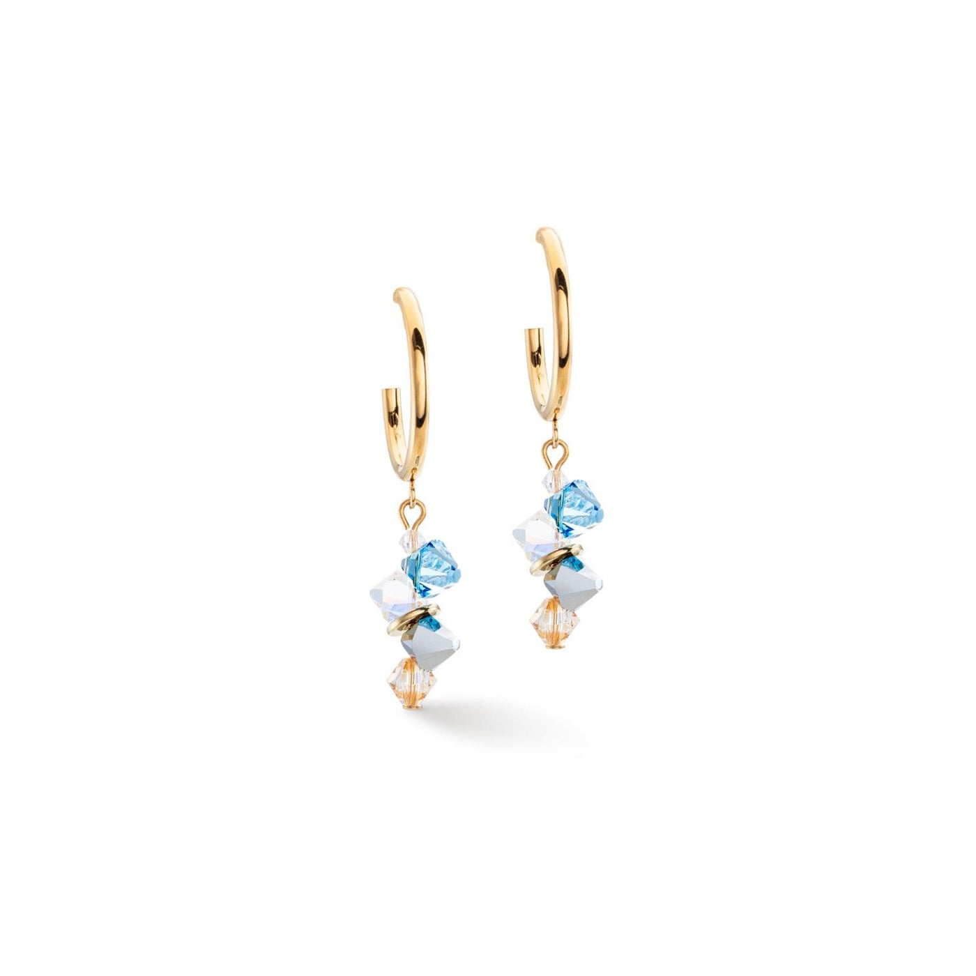 Coeur De Lion Gold Aqua Dancing Crystals Earrings - Rococo Jewellery