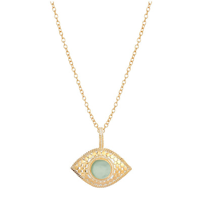 Anna Beck Gold Evil Eye Green Quartz Necklace - Rococo Jewellery