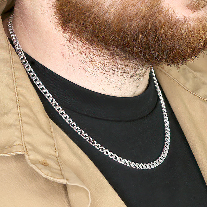 Sterling Silver Diamond-Cut Curb Chain Necklace