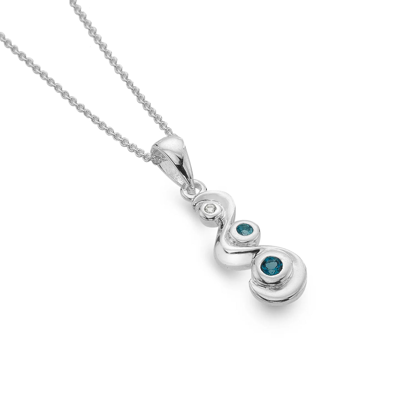 Sea Gems Silver Topaz Cornish Stream Pendant Necklace