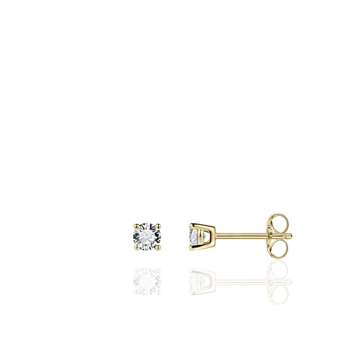 Gold Vermeil 4mm Solitaire Cubic Zirconia Stud Earrings