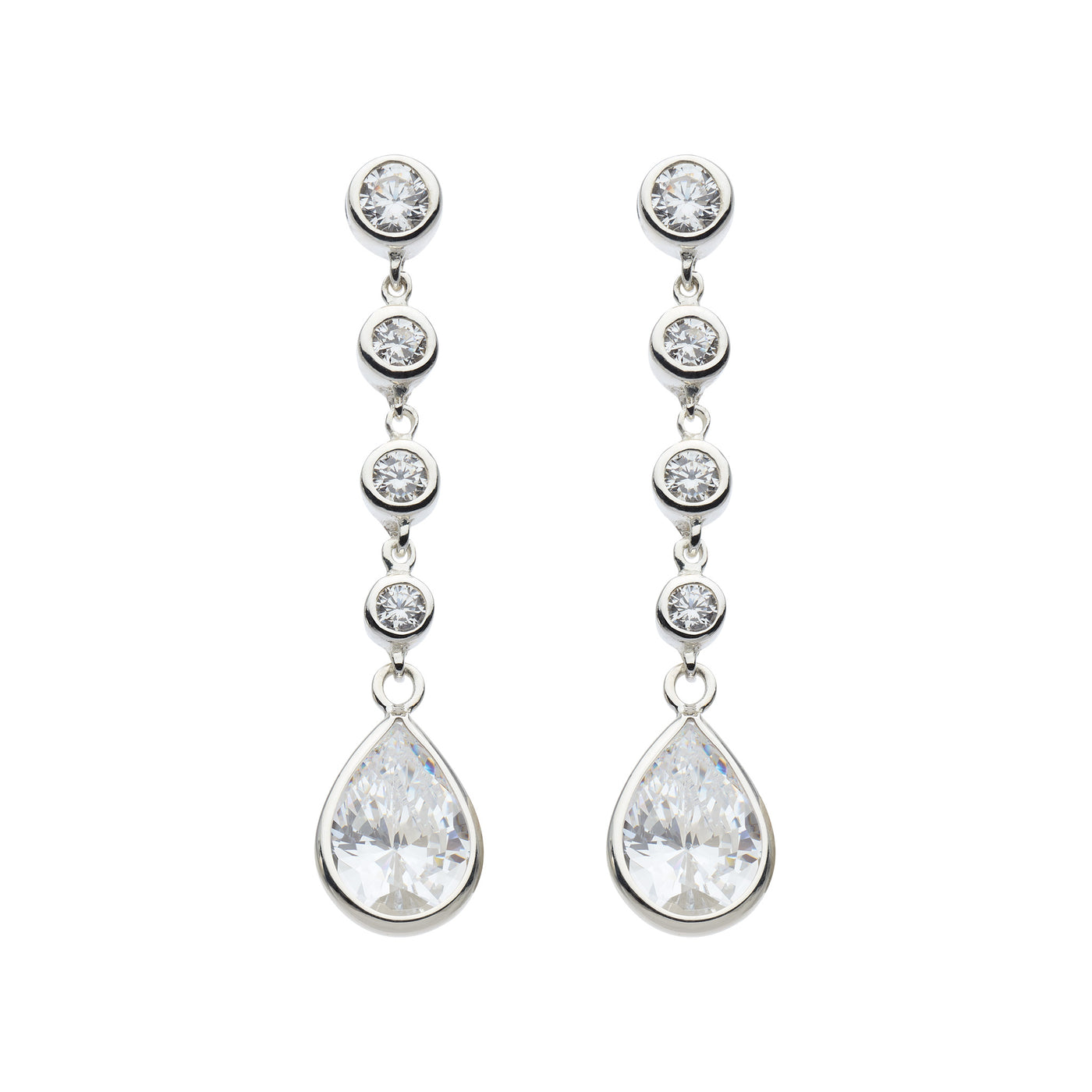 Sterling Silver Zirconia Teardrop Stud Earrings