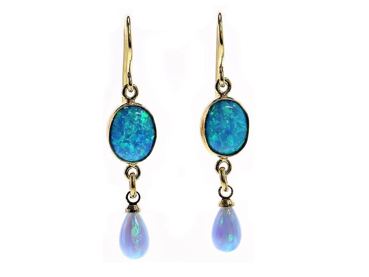 Yaron Morhaim Gold Opal Drop Earrings - Rococo Jewellery