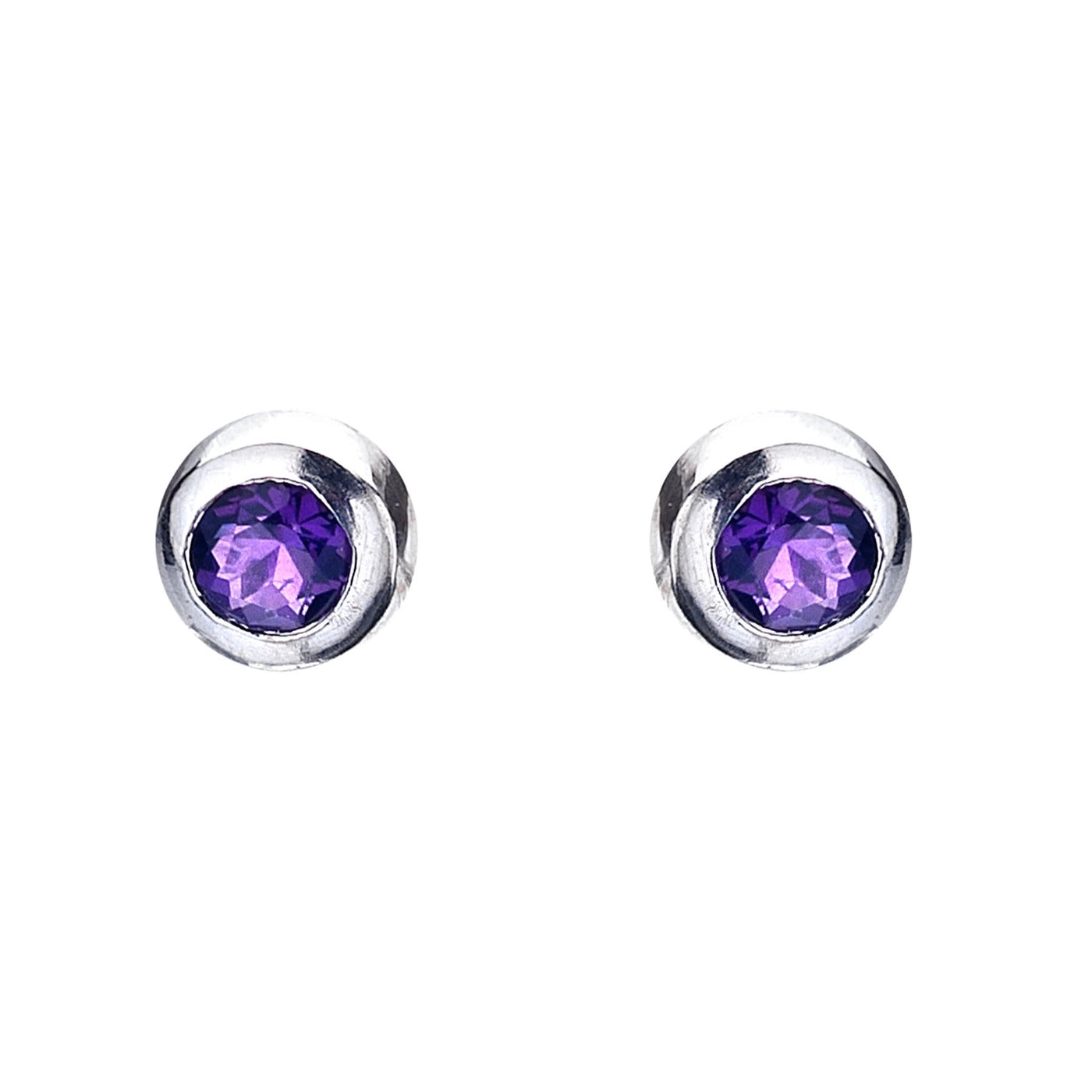 Sea Gems Sterling Silver Amethyst Stud Earrings