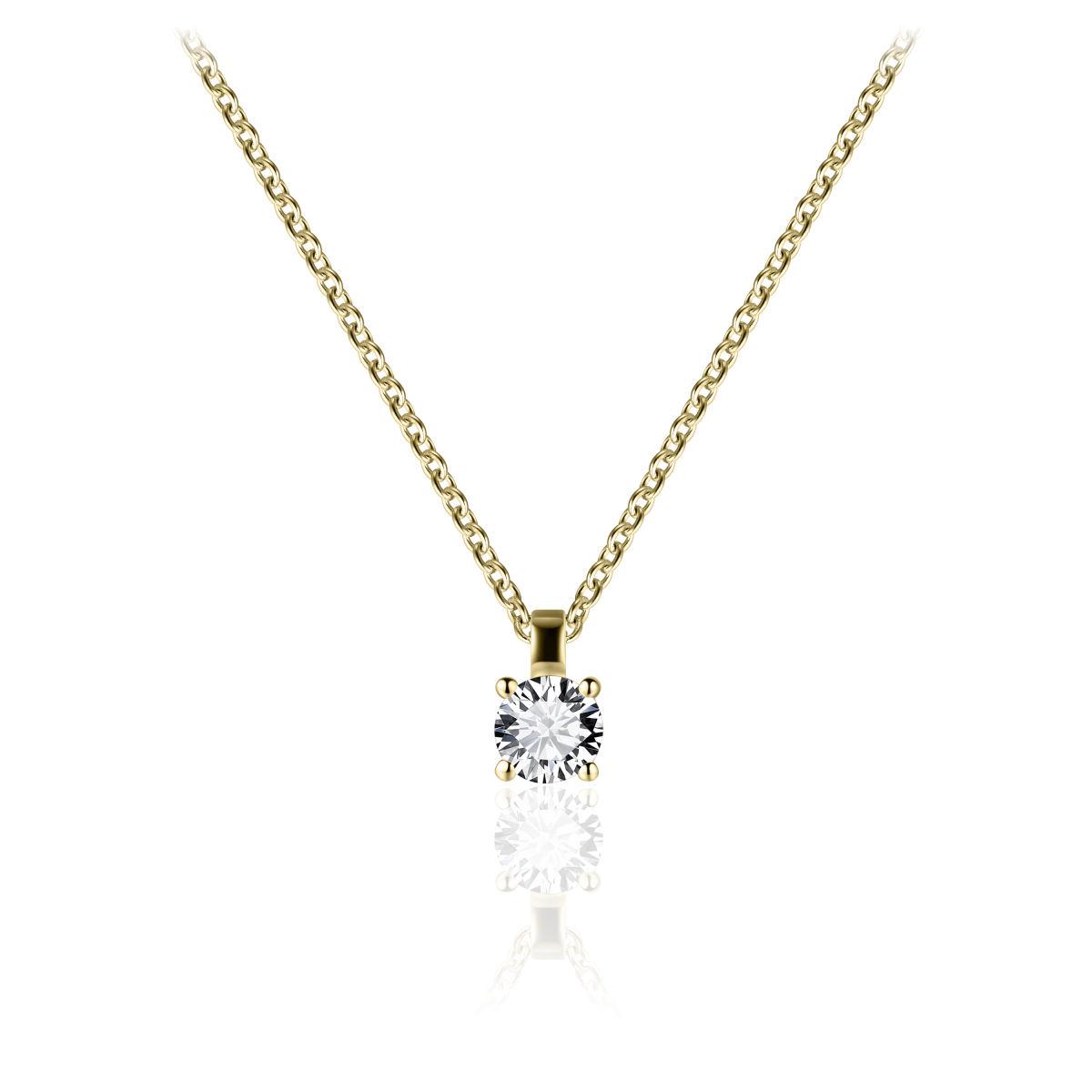 Gold Vermeil 5mm Cubic Zirconia Pendant Necklace