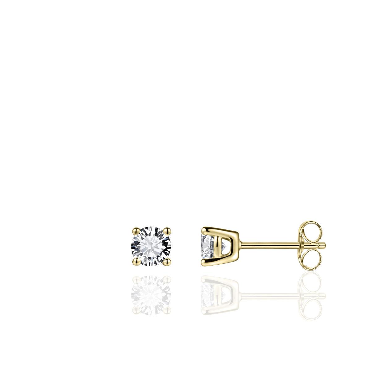 Gold Vermeil 5mm Cubic Zirconia Stud Earrings