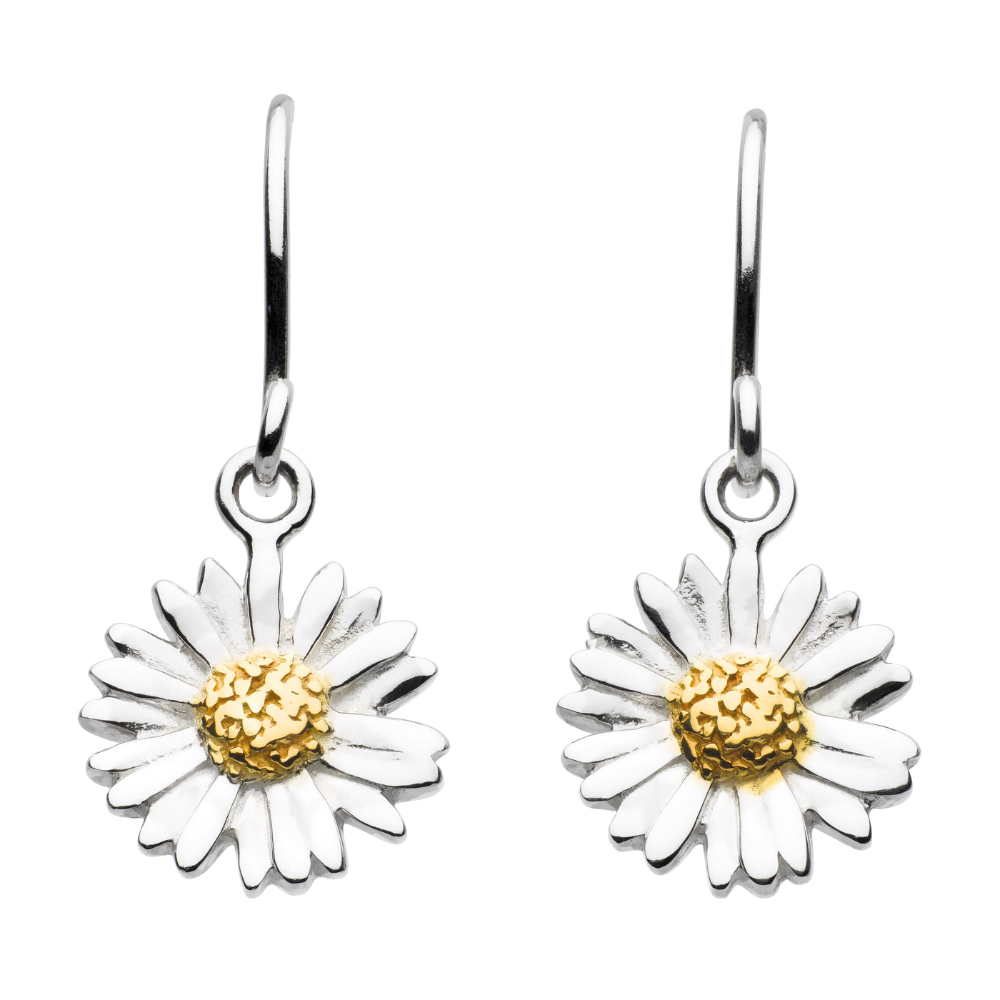 Sterling Silver Gold Plated Daisy Drop Earrings