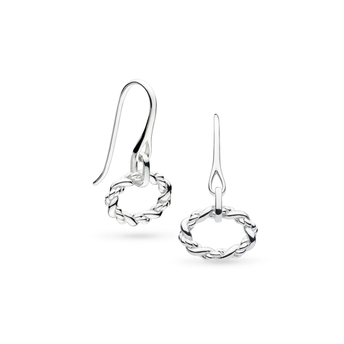 Kit Heath Sterling Silver Oval Rope Twist Drop Earrings