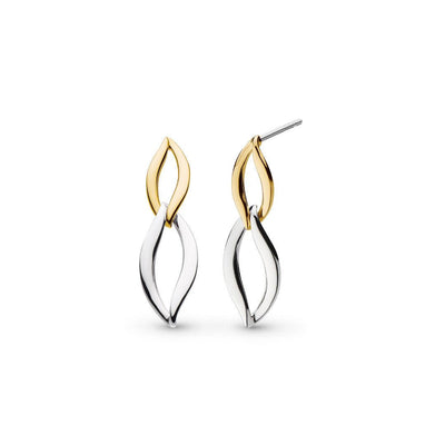 Kit Heath Entwine Twine Golden Duo Link Stud Drop Earrings - Rococo Jewellery