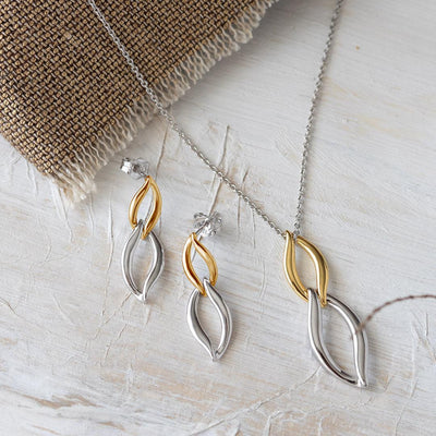 Kit Heath Entwine Twine Golden Duo Link Stud Drop Earrings - Rococo Jewellery
