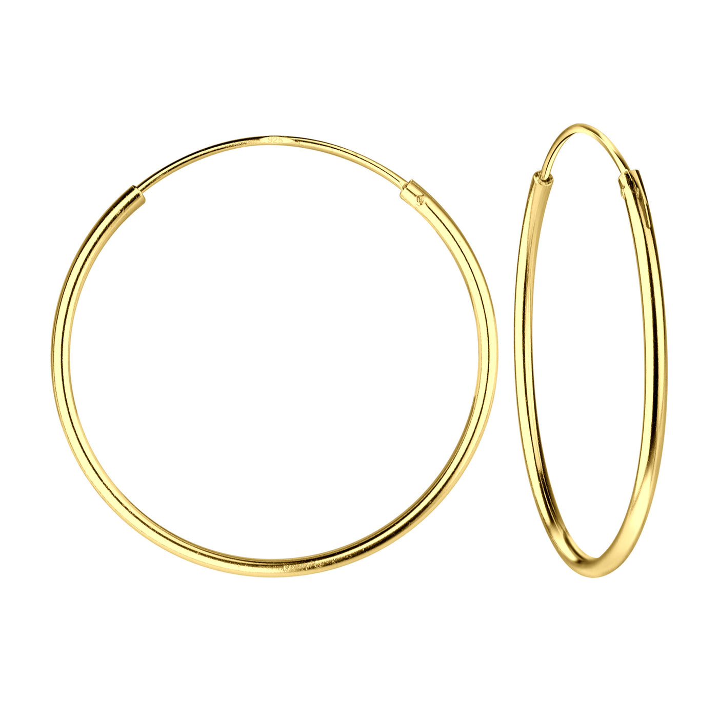 Gold Vermeil 2.5cm Sleeper Hoop Earrings