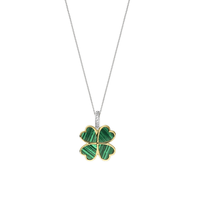 Ti Sento 18ct Gold Vermeil Silver Cubic Zirconia Clover Necklace - Rococo Jewellery