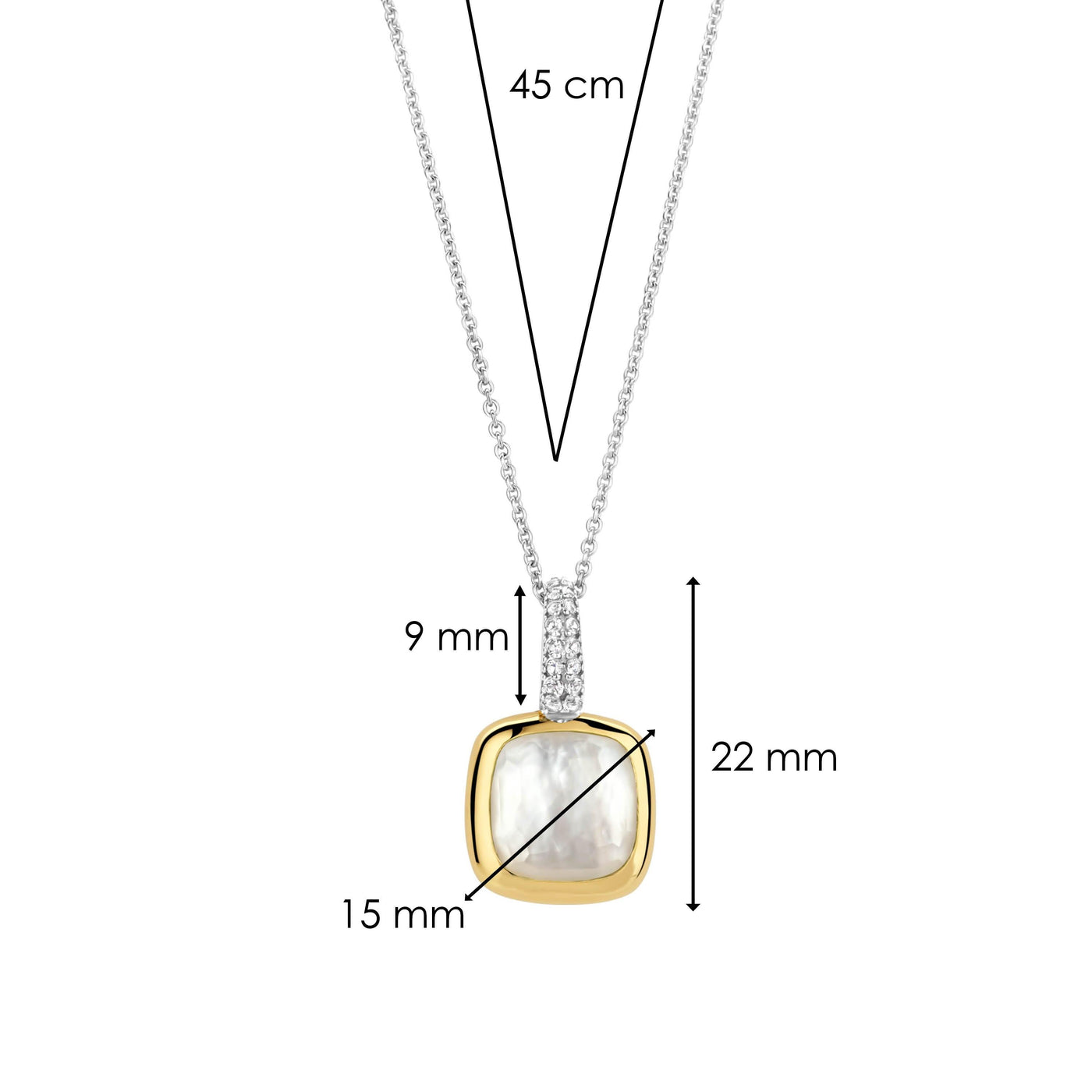 Ti Sento Gold and Silver Mother of Pearl Pendant Necklace