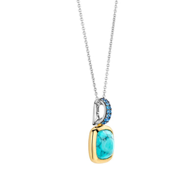 Ti Sento Gold and Silver Turquoise Pendant Necklace - Rococo Jewellery